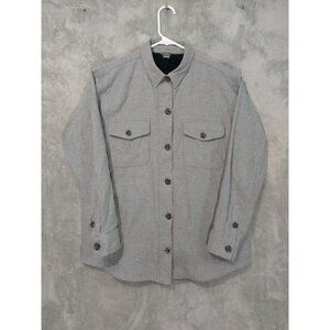 Eddie Bauer Shirt Womens Medium Gray Fleece Lined Flannel Long Sleeve Cotton